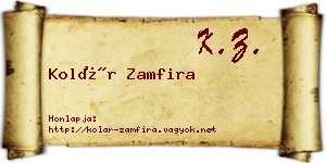 Kolár Zamfira névjegykártya